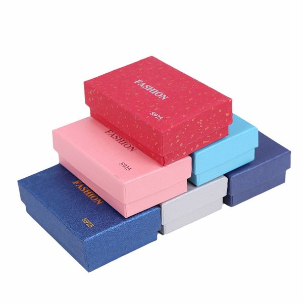 

wholesale new world cover 8*5*2.8cm jewelry box ring necklace earring storage box special paper material gold and silver jewelry packaging b, Black;white