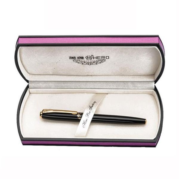 

fountain pens hero high-end black barrel pen 0.38mm iridium extra fine nib gold trim office school writing gift accessory