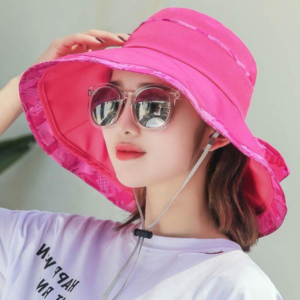 

wide brim hats summer bucket hat for women soft bowknot solid color big outdoor sun portable foldable panama cap lady caps, Blue;gray