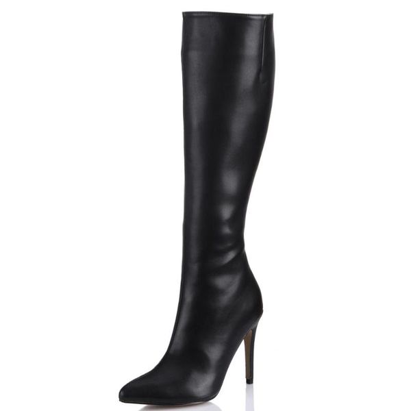 

boots women fashion dress party winter long stiletto high heel pointed toe ladies knee-high yj70887bt-r4, Black
