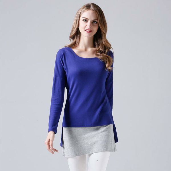 

women's blouses & shirts autumn t-shirt false two pieces long pullovers loose patchwork shirt casual sleeve o-neck tshirt plu, White