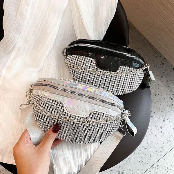 

waist bags fashion rhinestone women fanny outdoor swimming pouch ladies shiny shoulder phone belt diamond storage bag