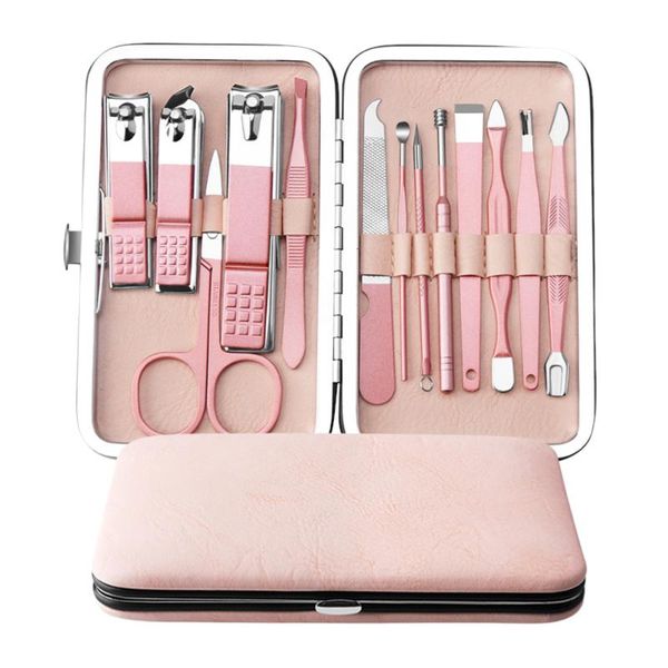 

nail art kits 13pcs pedicure & manicure tool kit clippers set with acne needle file dead skin remover eyebrow scissors tweezers