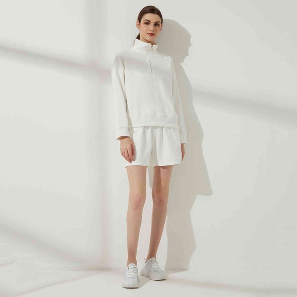

women's tracksuits wixra conjunto de moletom feminino algodÃ£o com zÃ­per, pulÃ´ver e shorts cintura elÃ¡stica, blusÃ£o grosso casual para, Gray