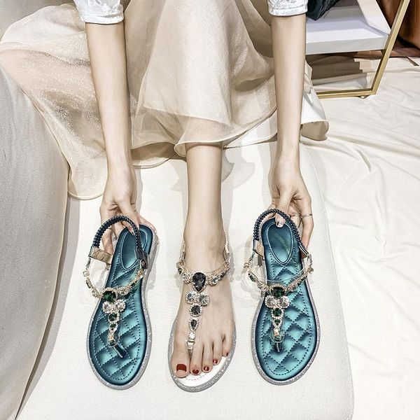 

sandals flip flops flat rhinestone shoes for women comfortable outdoor woman fashion summer ladies foot wear, Black