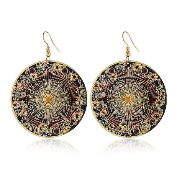 

round sun spot dangle earrings computer & chandelier, Silver