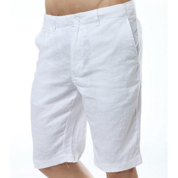 

summer fashion men's shorts casual men 100% linen tide male beach, White;black