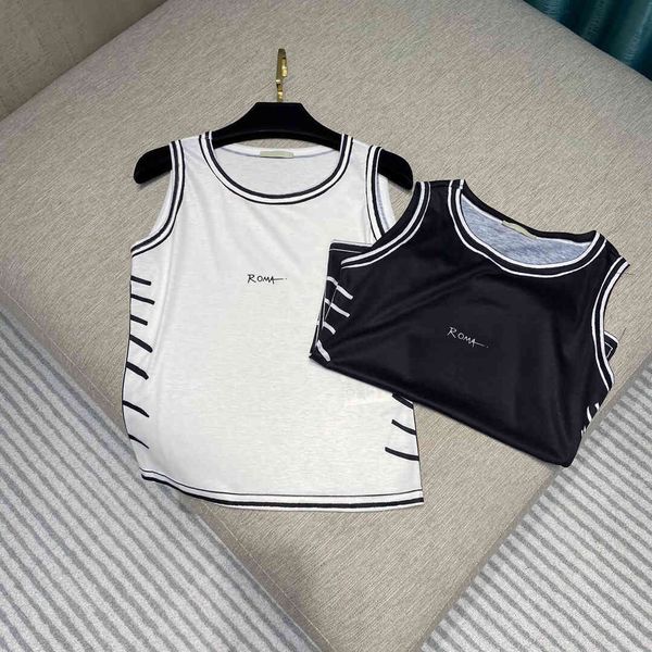 

t shirt fashion high-end tank for women o-neck sleeveless casual print vest, White