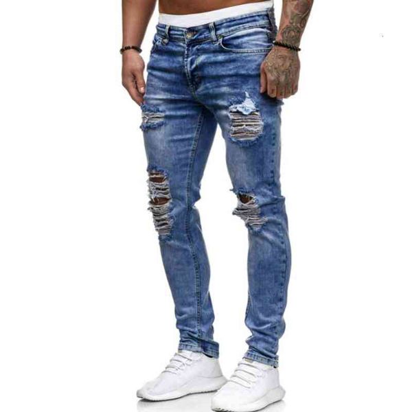 

jeans men's mens ripped for men casual black blue skinny slim fit denim pants biker hip hop with holel #g11 fmxj