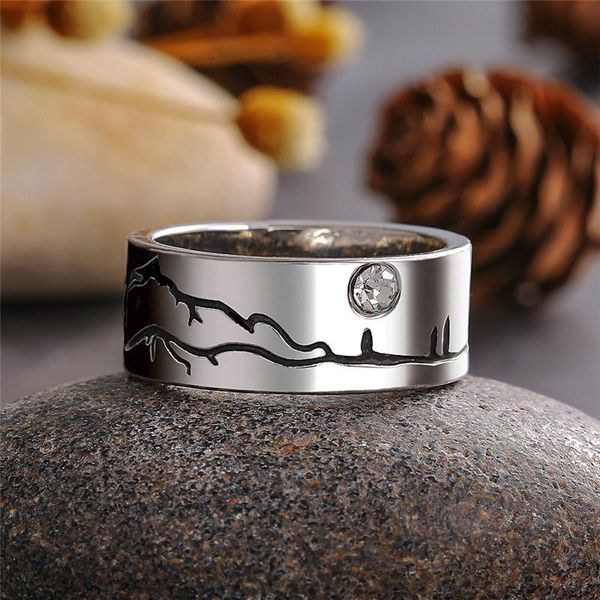 

wedding rings wukalo vintage landscape painting carved shiny crystal zirconia chic women men finger ring for party 2021 jewelry, Slivery;golden