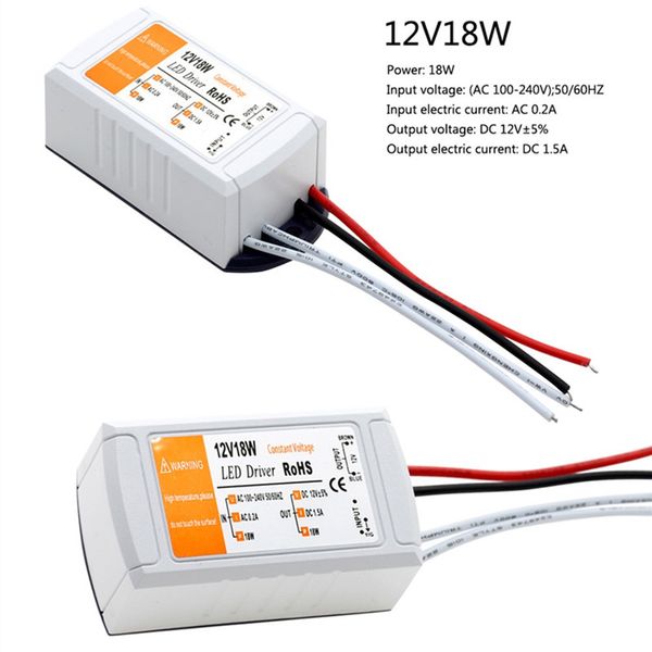 12V 1.5A 18W Fonte de alimentação AC / DC Adapter Transformers Interruptor para LED Strip RGB Teto Lâmpada Motorista 90V-220V