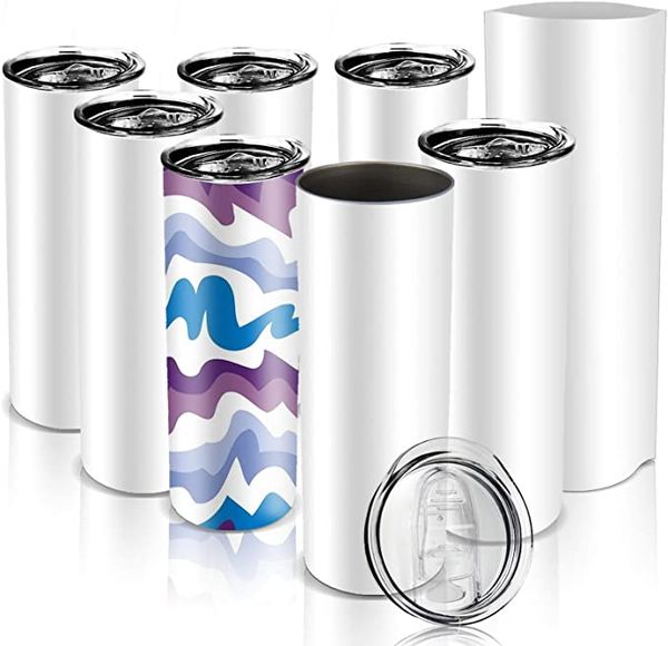 USA STOCK 20oz Straight Tumblers Blank Sublimation Edelstahl doppelwandig dicke Trinkbecher mit kostenlosem Strohhalm und Deckel