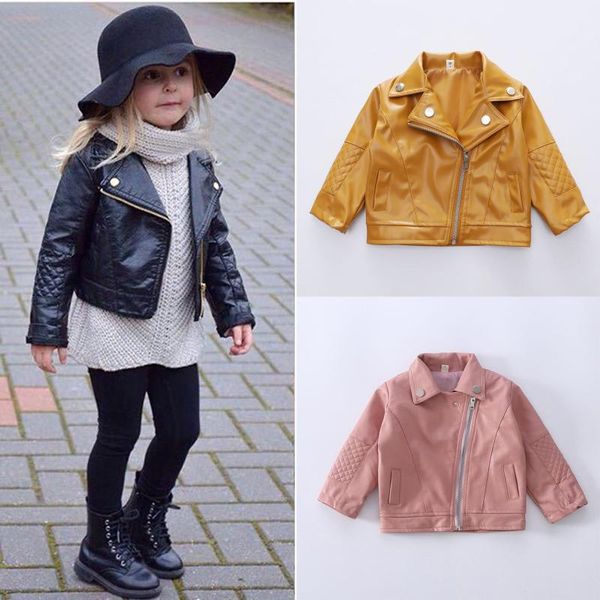 

jackets autumn winter toddler girls kids baby outwear turn-down leather coat short jacket clothes boys children cardigan s, Blue;gray