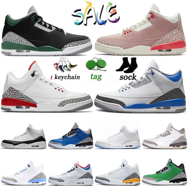 

2022 fashion 3s men basketball shoes jumpman 3 pine green medium grey racer blue midnight navy pure white off mens trainers sports sneakers