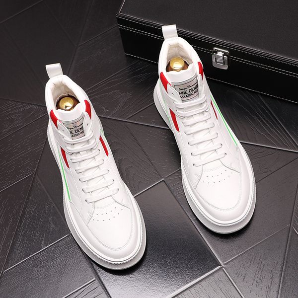 

fashion platforms business wedding shoes spring autumnmen casual walking loafers light soft luxury high lace-up sneakers y183, Black