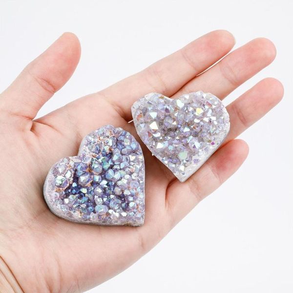 

decorative objects & figurines natural electroplated amethyst love heart crystal reiki guardian gem family for home office decoration 3.5-5c