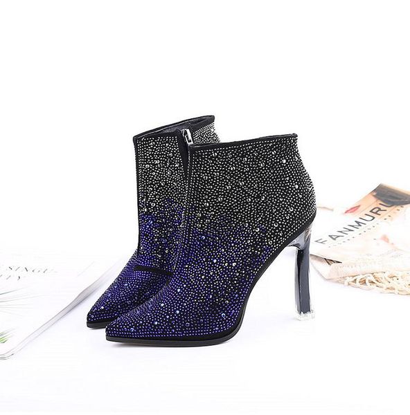 

boots pointy high-heeled woman's fall/winter skinny diamond and velvet, Black