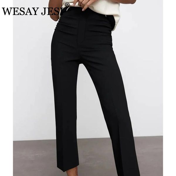 

women's pants & capris wesay jesi clothing 2021 traf for women high waist vintage straight solid color fashion trousers office lady, Black;white
