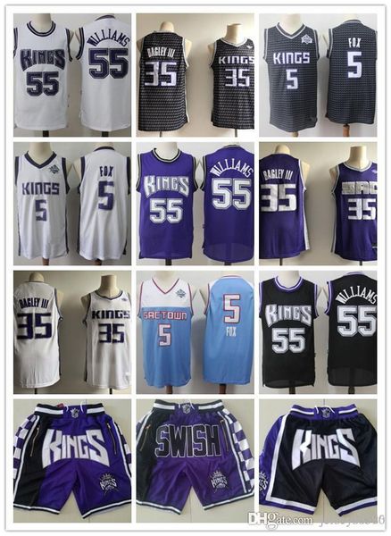 

mens sacramentokingsjersey throwback de'aaron 5 fox marvin 35 bagley iii jason 55 williams basketball shorts basketball jer, Black;red