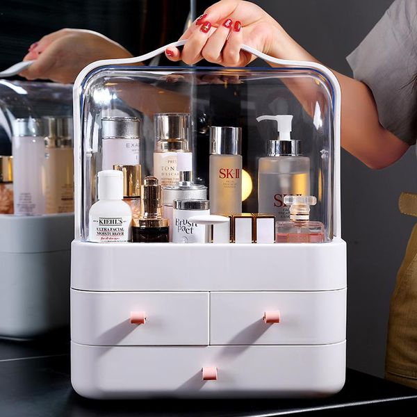

storage boxes & bins 3tier large makeup organizer with crystal clear open lid dustproof portable cosmetic counterbedroom drawer