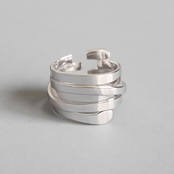 

cluster rings 100% 925 sterling silver multi-layer for women accessories joyas, punk wide anello femme firend gift jewellery, Golden;silver