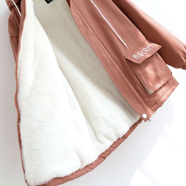 

plush padded windbreaker jacket women 2021 autumn and winter wear new loose korean version of wild lamb thick wool womens jacke, Black;brown