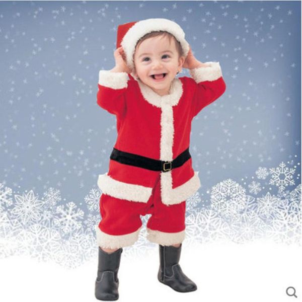 

clothing sets 2022 baby solid color christmas outfits long sleeve button + pants hat winter 3 piece set for kids boys 1-10 years, White
