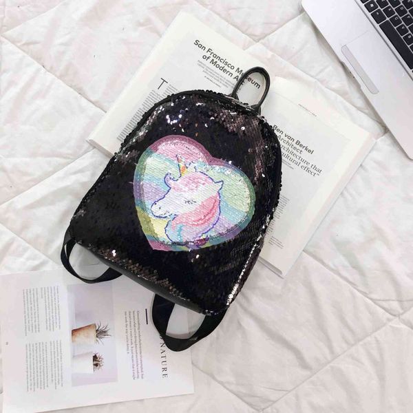 HBP не простой и универсальный рюкзак для женской корейской школьной школьной моды Unicorn Sequin Rackpack Sport.0018 7mnb