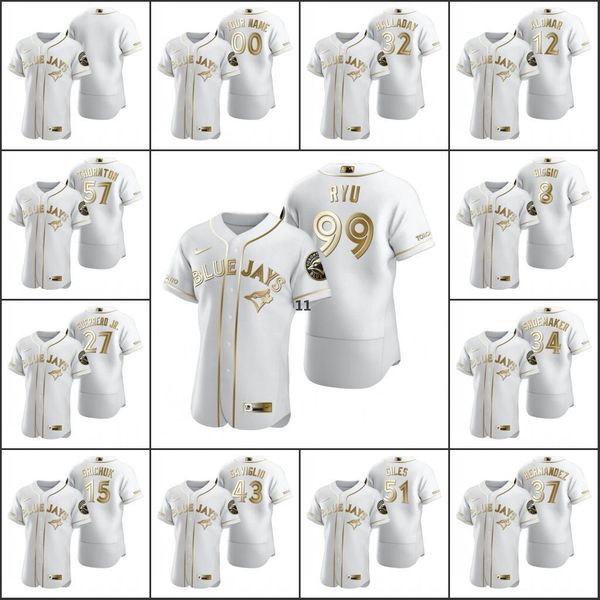 

toronto blue jay s-6xl men #6 marcus stroman 99 hyun-jin ryu 27 vladimir guerrero jr. women youth kids white golden edition custom jersey, Blue;black