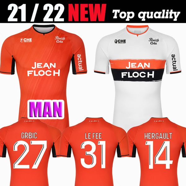 

21 22 fc lorient soccer jerseys home away third 2021 2022 maillot de foot lorient hamel umut bozok ponceau wissa grbic football shirts, Black;yellow
