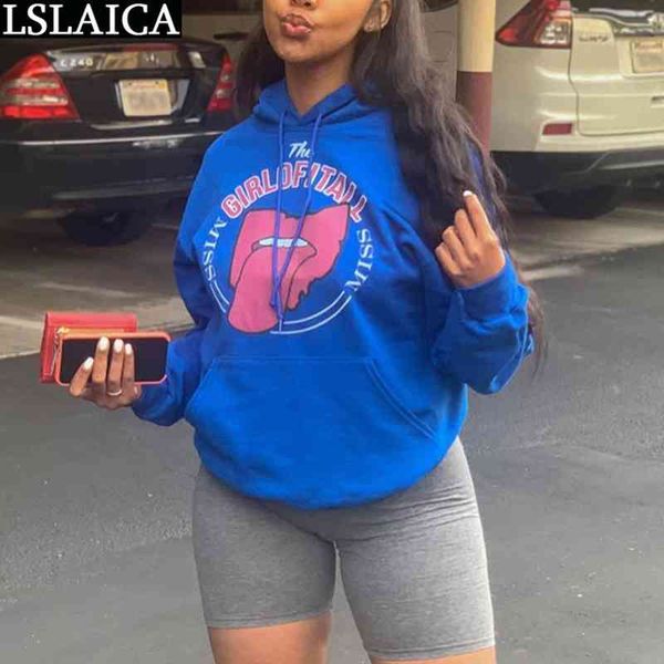 

sweatshirt hoodies women fashion plus size print long sleeve loose female autumn casual pullovers sweatshirts 210520, Black