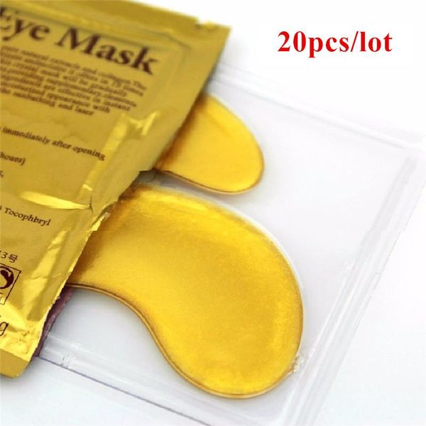 masks & peels [20pcs] natural crystal collagen gold powder eye mask anti-aging eliminates dark circles fine lines face care skin n035