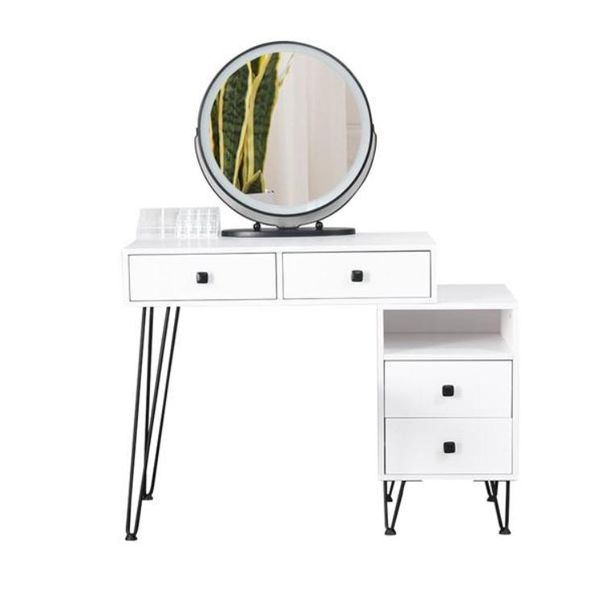 

2022 boxes & bins bedroom iron dresser solid wood makeup desk storage cabinet white