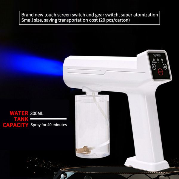 

300ml touch screen wireless disinfection sprayer gun household atomizer usb charging handheld nano blue light steam spray gun