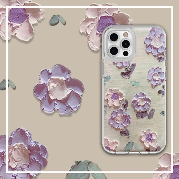 Ins Pintura a óleo Casos de telefone de flor para iPhone 13 Pro Max 12 11 XR TPU PC moda capa