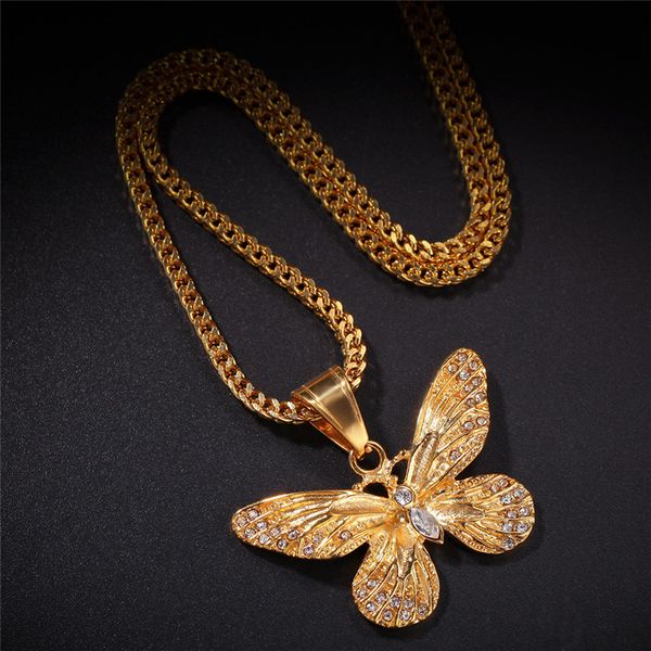 

iced out mens jewelry butterfly pendant necklace jewelry new designer hip hop jewelry butterfly necklace, Silver