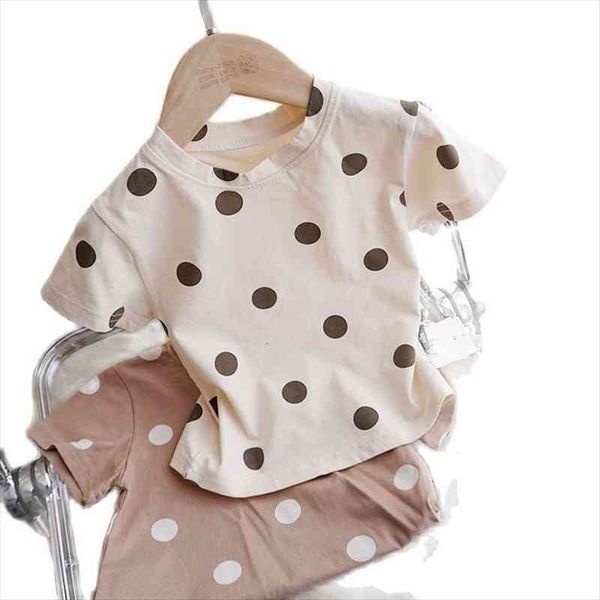 

baby cotton polka dot t shirt short sleeved boys and girls loose summer p4301, Blue