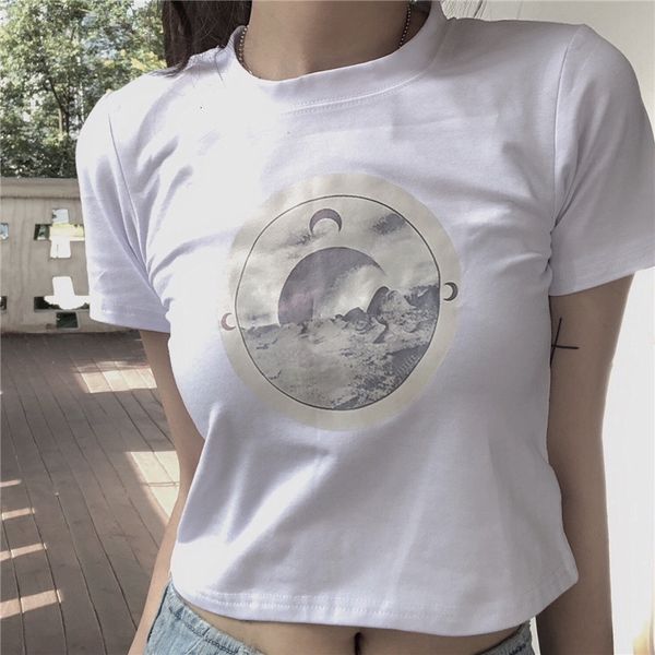 

polo fashion girls streetwear white neck harvest graphic shirt impression woman upper waist 2021 summer