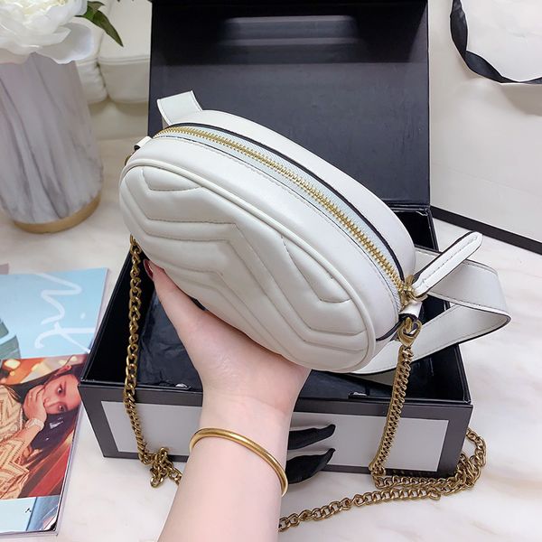 

classic wave pattern women pockets handbags purses chain loving heart single shoulder crossbody bag oval removable shoulder strap wallet