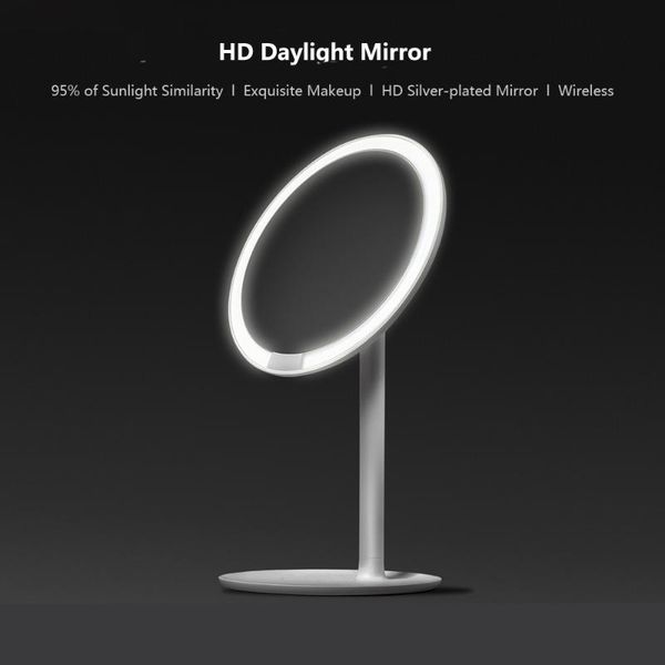 

smart home control hd mirror dimmable adjustable counter60 degree rotating 2000mah daylight cosmetic makeup led