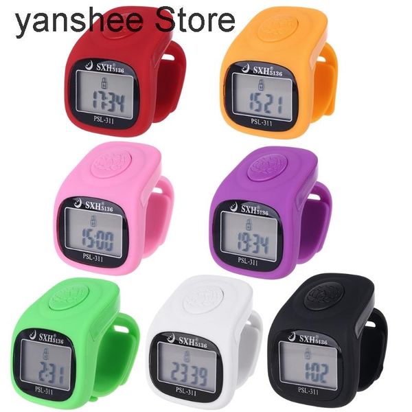 

counters 6-finger 8-way led backlit digital watch singing time prayer ring silicone electronic