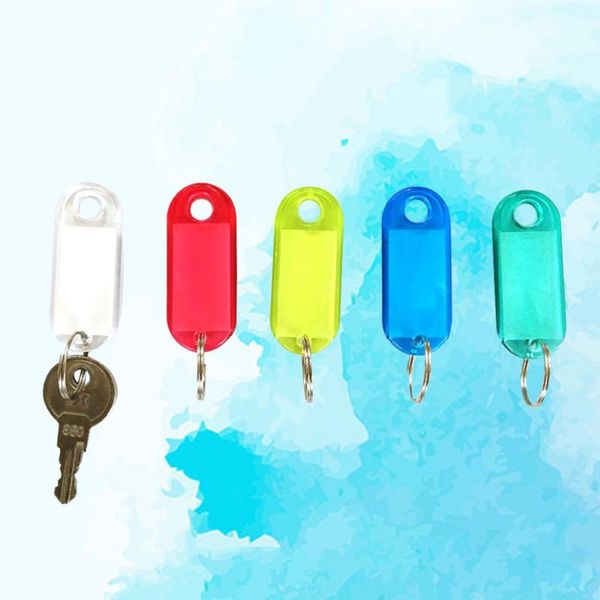 

keychains 50pcs assorted color key tags luggage id labels with spilt rings, Silver