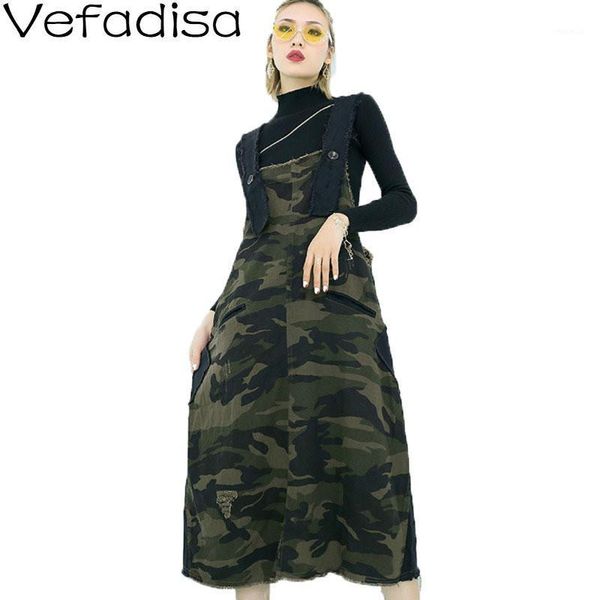 

vefadisa camouflage spaghetti strap dress women 2021 spring summer sleeveless plus size mid-calf qyf4777 casual dresses, Black;gray