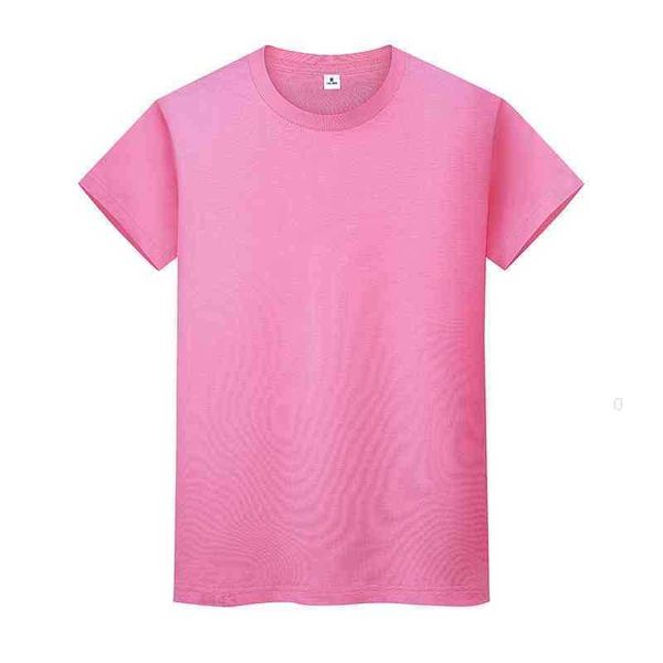 

men and women round neck solid color t-shirt summer cotton bottoming short-sleeved half-sleeved 6b9e3i, Black