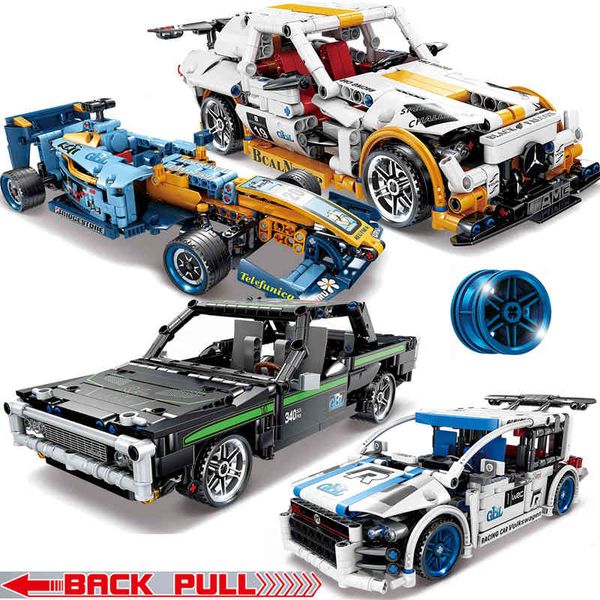 

pull back technic racing car racer moc truck diy building blocks model tech toys for children fit lepining decool 1008