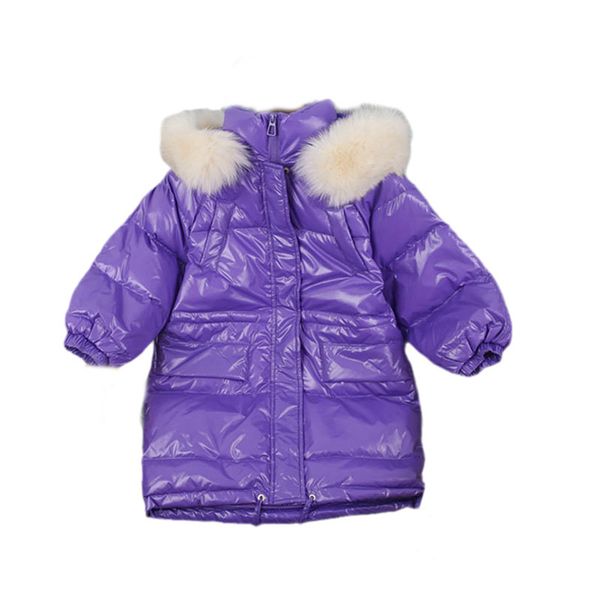 

girls down coat winter kids coats children outwear clothes jackets fur collar hooded long child jacket clothing warm wear b8593, Blue;gray