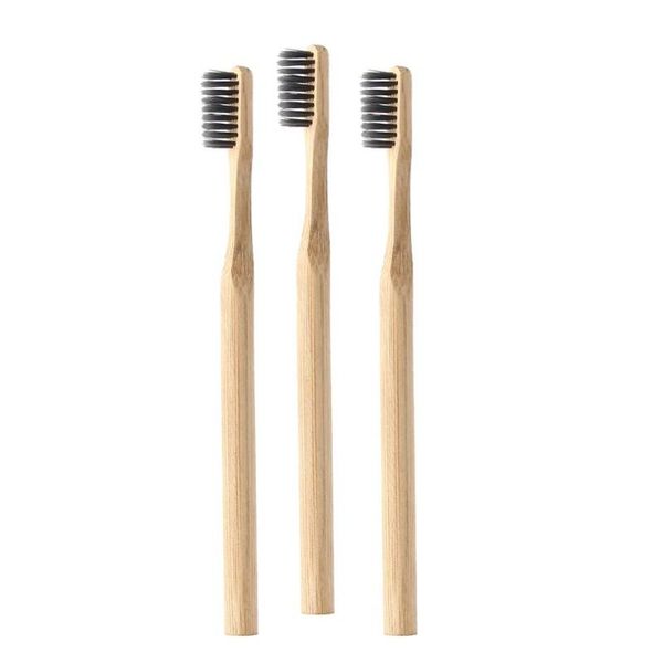 

toothbrush bamboo charcoal natural eco-friendly wood brush soft bristle round handle drop service