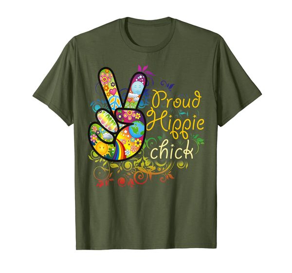 

proud hippie chick peace love tshirt, White;black