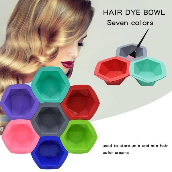 

7+7pcs/set colorful hair dying brushes anti-slip easy-cleaning stirring bowl set professional salon barber dressing tools1, Silver