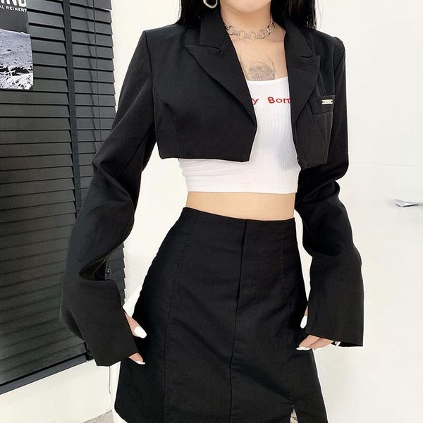 

women's suits & blazers 2021 autumn ins net red the same fashion suit collar single-breasted waist short section was thin long-sleeved, White;black